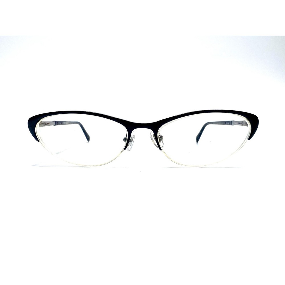 Prada Black Retro Cat Eye Silver Temples Italy VPR 54D 53 17 135